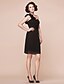 cheap Mother of the Bride Dresses-Sheath / Column Mother of the Bride Dress Little Black Dress One Shoulder Short / Mini Chiffon Sleeveless with Ruffles Flower 2020