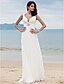 cheap Wedding Dresses-Beach Wedding Dresses Sheath / Column Straps V Neck Sleeveless Sweep / Brush Train Chiffon Bridal Gowns With 2024