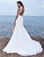 levne Svatební šaty-Mořská panna Svatební šaty Lodičkový Dlouhá vlečka Šifón Pravidelné popruhy s Korálky 2020
