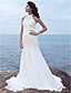 levne Svatební šaty-Mořská panna Svatební šaty Lodičkový Dlouhá vlečka Šifón Pravidelné popruhy s Korálky 2020