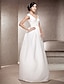 cheap Wedding Dresses-A-Line Wedding Dresses V Neck Floor Length Satin Cap Sleeve Simple Backless with Draping 2021