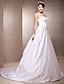 Χαμηλού Κόστους Νυφικά Φορέματα-Αίθουσα Φορεματα για γαμο Γραμμή Α Καρδιά Στράπλες Αμάνικο Μακριά ουρά Σατέν Νυφικά φορέματα Με 2024