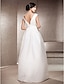 cheap Wedding Dresses-A-Line Wedding Dresses V Neck Floor Length Satin Cap Sleeve Simple Backless with Draping 2021