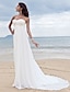 levne Svatební šaty-A-Linie Svatební šaty Srdcový výstřih Velmi dlouhá vlečka Šifón Bez ramínek Jednoduché Plážové Větší velikosti s Korálky Aplikace 2022