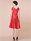 cheap Mother of the Bride Dresses-A-Line Mother of the Bride Dress Elegant V Neck Knee Length Taffeta Short Sleeve with Criss Cross Ruched 2021