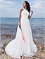 Χαμηλού Κόστους Νυφικά Φορέματα-Παραλία / Προορισμός Γραμμή Α Φορεματα για γαμο Ουρά Απλός Ρομαντικό Κανονικοί ιμάντες Με Κόσμημα Σιφόν Με Πιασίματα Που καλύπτει 2023 Καλοκαίρι Νυφικά φορέματα