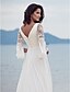 cheap The Wedding Store-A-Line Wedding Dresses V Neck Court Train Chiffon Floral Lace 3/4 Length Sleeve Vintage Inspired with Lace 2022 / Beach / Destination