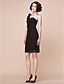 cheap Mother of the Bride Dresses-Sheath / Column Mother of the Bride Dress Little Black Dress One Shoulder Short / Mini Chiffon Sleeveless with Ruffles Flower 2020