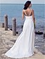 cheap Wedding Dresses-Sheath / Column Wedding Dresses Sweep / Brush Train Stretch Satin Spaghetti Strap Open Back with Beading 2021