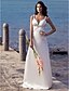 cheap Wedding Dresses-Sheath / Column Wedding Dresses Sweep / Brush Train Stretch Satin Spaghetti Strap Open Back with Beading 2021