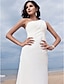 cheap Wedding Dresses-Beach Sheath / Column Wedding Dresses Sweep / Brush Train Romantic Regular Straps One Shoulder Chiffon With Side-Draped 2023 Summer Bridal Gowns