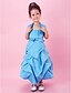 cheap Flower Girl Dresses-A-Line / Ball Gown Tea Length Flower Girl Dress - Satin Sleeveless Spaghetti Strap with Bow(s) / Draping / Pick Up Skirt by LAN TING BRIDE®