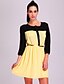 cheap TS Dresses-Yellow Dress - Long Sleeve Summer Vintage Yellow Blue Watermelon
