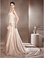 cheap Wedding Dresses-Wedding Dresses Princess V Neck Sleeveless Chapel Train Satin Bridal Gowns With Lace Ruched 2024