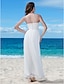cheap Wedding Dresses-A-Line Wedding Dresses V Neck Floor Length Chiffon Regular Straps Casual Beach Backless with Ruched Beading Button 2022