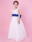 cheap Flower Girl Dresses-A-Line / Princess Floor Length Flower Girl Dress - Organza / Satin Sleeveless Jewel Neck with Bow(s) / Sash / Ribbon / Flower by LAN TING BRIDE®