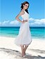 cheap Wedding Dresses-Sheath / Column One Shoulder Tea Length Chiffon Regular Straps Casual / Beach Plus Size Made-To-Measure Wedding Dresses with Bowknot / Draping / Sash / Ribbon 2020