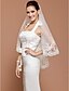 cheap Wedding Veils-One-tier Lace Applique Edge Wedding Veil Fingertip Veils 53 55.12 in (140cm) Tulle A-line, Ball Gown, Princess, Sheath / Column, Trumpet / Mermaid / Classic