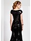 cheap Evening Dresses-Mermaid / Trumpet Celebrity Style Dress Formal Evening Sweep / Brush Train Short Sleeve Boat Neck Sequined with Sequin 2022 / Sparkle &amp; Shine