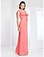 cheap Special Occasion Dresses-Sheath / Column Elegant Prom Formal Evening Military Ball Dress Straps Sleeveless Floor Length Chiffon Stretch Satin with Beading Ruffles 2020