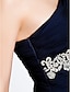 levne Šaty pro slavnostní příležitosti-Pouzdrové Jedno rameno Na zem Šifón Šaty s Korálky / Aplikace podle TS Couture®