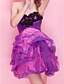 cheap Special Occasion Dresses-Ball Gown A-Line Homecoming Cocktail Party Prom Dress Strapless Sweetheart Neckline Sleeveless Short / Mini Organza with Lace Pick Up Skirt Ruched 2020
