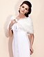 cheap Wraps &amp; Shawls-Ivory Faux Fur Special Occasion/Wedding Shawl With Ribbon And Lace Trim Bolero Shrug