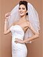 cheap Wedding Veils-Three-tier Pencil Edge / Pearl Trim Edge Wedding Veil Elbow Veils with Beading 31.5 in (80cm) Tulle A-line, Ball Gown, Princess, Sheath / Column, Trumpet / Mermaid / Classic