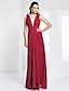 cheap Special Occasion Dresses-Sheath / Column Celebrity Style Dress Formal Evening Military Ball Floor Length Sleeveless Plunging Neck Chiffon with Draping Flower 2023