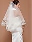 cheap Wedding Veils-One-tier Lace Applique Edge Wedding Veil Fingertip Veils 53 55.12 in (140cm) Tulle A-line, Ball Gown, Princess, Sheath / Column, Trumpet / Mermaid / Classic