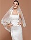 cheap Wedding Veils-One-tier Lace Applique Edge Wedding Veil Fingertip Veils 53 55.12 in (140cm) Tulle A-line, Ball Gown, Princess, Sheath / Column, Trumpet / Mermaid / Classic