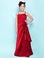 cheap Junior Bridesmaid Dresses-A-Line Spaghetti Strap Floor Length Satin Junior Bridesmaid Dress with Side Draping / Cascading Ruffles / Crystal Brooch / Spring / Summer / Fall / Hourglass / Inverted Triangle