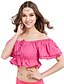 cheap Belly Dancewear-Belly Dance Tops Women&#039;s Training Linen Ruffles Short Sleeves Top