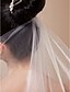 baratos Véus de Noiva-Véus de Noiva Uma Camada Véu Ponta dos Dedos Borda com aplicação de Renda 55,12 in (140cm) Tule Branco Marfim VermelhoLinha-A, Vestido de