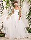 cheap The Wedding Store-A-Line Wedding Dresses Sweetheart Neckline Floor Length Tulle Strapless Floral Lace with Appliques 2022