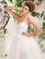 cheap The Wedding Store-A-Line Wedding Dresses Sweetheart Neckline Floor Length Tulle Strapless Floral Lace with Appliques 2022