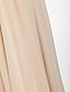 preiswerte Brautjungfernkleider-A-Linie Brautjungfernkleid V Ausschnitt Ärmellos Schöner Rücken Boden-Länge Chiffon mit Plissee / Perlenstickerei / Drapiert 2022