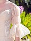 preiswerte Hochzeitskleider-Strand / Urlaubsziel Hochzeitskleider Boden-Länge A-Linie 3/4 Ärmel Schulterfrei Organza Mit 2023 Sommer Brautkleider