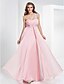 cheap Special Occasion Dresses-Ball Gown Elegant Open Back Prom Formal Evening Military Ball Dress One Shoulder Sweetheart Neckline Sleeveless Floor Length Chiffon with Crystals Beading Draping 2020