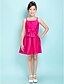 cheap Junior Bridesmaid Dresses-A-Line / Princess Spaghetti Strap Knee Length Taffeta Junior Bridesmaid Dress with Bow(s) / Sash / Ribbon by / Spring / Summer / Fall / Hourglass / Inverted Triangle