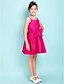 cheap Junior Bridesmaid Dresses-A-Line / Princess Spaghetti Strap Knee Length Taffeta Junior Bridesmaid Dress with Bow(s) / Sash / Ribbon by / Spring / Summer / Fall / Hourglass / Inverted Triangle