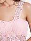 cheap Special Occasion Dresses-Ball Gown Elegant Open Back Prom Formal Evening Military Ball Dress One Shoulder Sweetheart Neckline Sleeveless Floor Length Chiffon with Crystals Beading Draping 2020