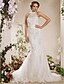 cheap Wedding Dresses-Mermaid / Trumpet Halter Neck Court Train Satin / Tulle Made-To-Measure Wedding Dresses with Bowknot / Beading / Appliques by LAN TING BRIDE® / Sparkle &amp; Shine