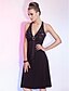 זול שמלות קוקטייל-נשף חגים מסיבת קוקטייל שמלה קולר צווארון V ללא שרוולים באורך  הברך ג&#039;רסי עם פרטים מקריסטל חרוזים 2021