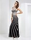 Χαμηλού Κόστους Βραδινά Φορέματα-Ίσια Γραμμή Μπλοκ χρωμάτων Κομψό Αργίες Επίσημο Βραδινό Φόρεμα Λαιμόκοψη V Αμάνικο Μακρύ Τούλι Ελαστικό Σατέν με Χιαστί 2020