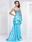cheap Special Occasion Dresses-Ball Gown High Low Formal Evening Dress Sweetheart Neckline Sleeveless Sweep / Brush Train Asymmetrical Taffeta with Crystals Beading Draping 2020