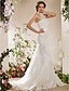 cheap Wedding Dresses-Mermaid / Trumpet Halter Neck Court Train Satin / Tulle Made-To-Measure Wedding Dresses with Bowknot / Beading / Appliques by LAN TING BRIDE® / Sparkle &amp; Shine