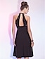 זול שמלות קוקטייל-נשף חגים מסיבת קוקטייל שמלה קולר צווארון V ללא שרוולים באורך  הברך ג&#039;רסי עם פרטים מקריסטל חרוזים 2021