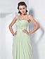 cheap Evening Dresses-Sheath / Column Elegant Dress Prom Formal Evening Floor Length Sleeveless One Shoulder Chiffon with Appliques 2023