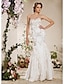 cheap Wedding Dresses-Mermaid / Trumpet Strapless / Sweetheart Neckline Floor Length Satin Made-To-Measure Wedding Dresses with Beading / Appliques / Cascading Ruffle by / Sparkle &amp; Shine